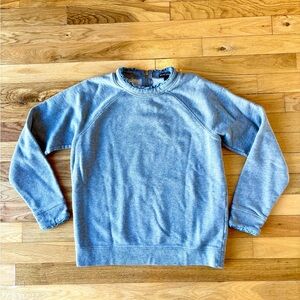 J. Crew Women’s Grey Ruffle Woven Neck Long Sleeve Sweatshirt